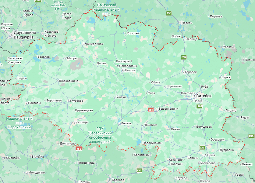 Карта Витебской области